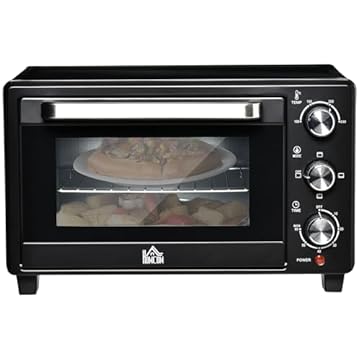 HOMCOM Mini Oven, 21L Countertop Electric Grill, Toaster Oven with Adjustable Temperature, Timer, Baking Tray and Wire Rack, 1400W, Black
