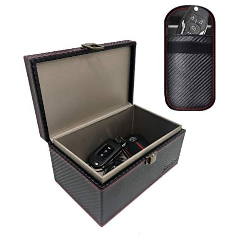 Large Faraday Box with a Blocker Pouch, Car Key Signal Blocker Box, Keyless Entry Fob RFID Blocking Box, Anti-Theft Faraday Cage,Key Storage Boxes,Safe Secure for Remote Smart Keys -19 x 12 x 9 CM Cover