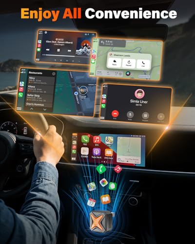 Image of 2026 Upgraded Mini Android Auto & Apple CarPlay Wireless Adapter for iPhone, A7 Chip One-Click Switch, 3s Auto Connect, Bluetooth 6.0, 5.8GHz WiFi, Compatible with iOS 12+, Android 11+.