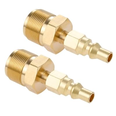 Hicello 2pcs 1/4" Quick Connect Plug with 1"-20UNEF Male Thread Connect 1LB Propane Regulator Adapter, Solid Brass Propane Connect Convert Fitting for BBQ Grill, Heater Hook Up RV Trailer Gas Supply