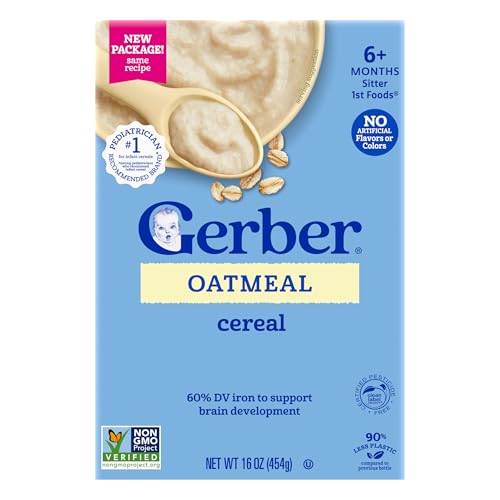 GERBER CEREAL FOR BABY GRAIN AND GROW 1st Foods Non GMO Oatmeal 4x16oz