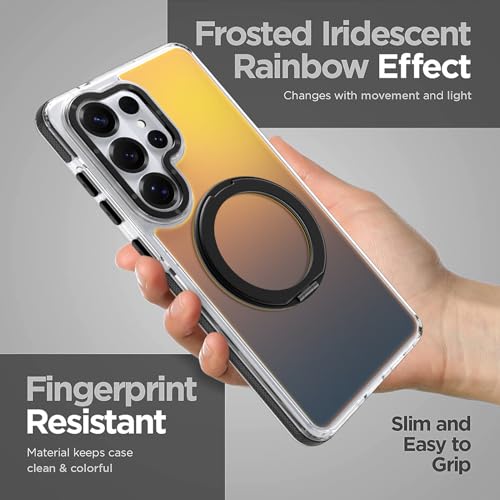 Image of Magnetic for Samsung Galaxy S26 Ultra Case with 360 Stand [Compatible with Magsafe] [Fluorescent Design] [1 Screen Protector] Slim Translucent Matte Case for Galaxy S26 Ultra 6.9 inch, Black