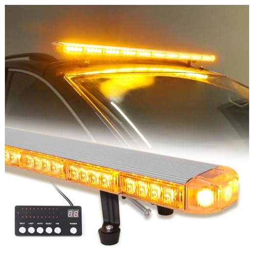 LE-JX Amber 50 Inch LED Traffic Advisor Roof Top Emergency Light Bar 16 Flash mode Low Profile Hazard Warning Safety Strobe Lights Bar for Plow Tow Truck Vehicle (Yellow, 86 LED, 12-24V)