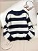 BEAUDRM Girl's Vintage Striped Sweater Long Sleeve Oversized Cute Pullovers Sweaters Blue and White 10 Years