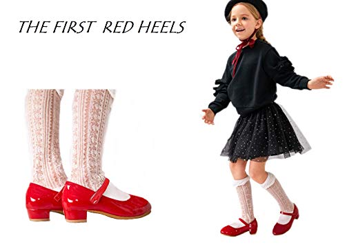 Image of THEE BRON Girls Low Heel Dress Shoes Mary Jane Party Wedding Flower Girl Pumps