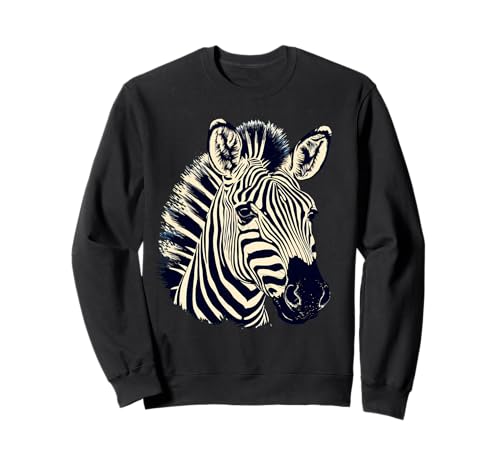 Image of Zebra Animal Print Drawing Wildlife Nature Safari Artwork Sweatshirt