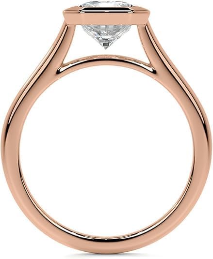 1-4 CT Emerald Moissanite Engagement Ring Bezel Set Solitaire | Diamond Anniversary Ring for Women | 925 Sterling Silver, 10K/14K/18K Solid Rose/White/Yellow Gold