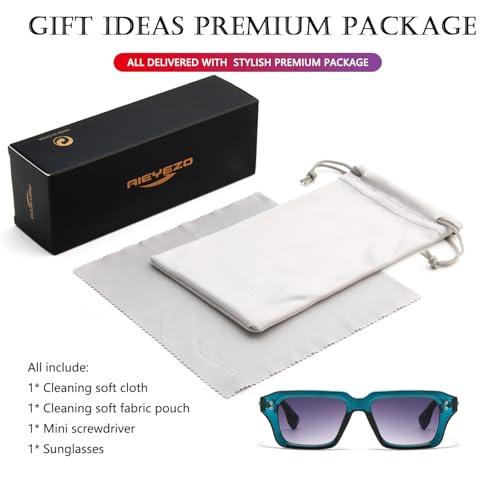Image of AIEYEZO Rectangle Sunglasses for Men Women Fashion Square Frame Sun Glasses 90's Retro Designer Shades