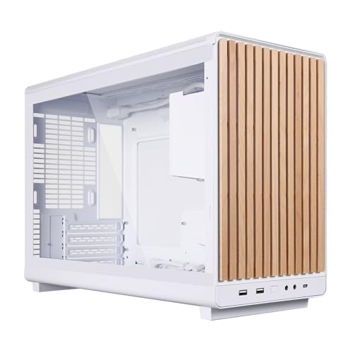 Lian Li A3-26.3L マイクロフォームファクターシャーシ - 木製フロント&サイド強化ガラスパネル - 360mm AIO-モジュール設計対応 M-ATX ITX マザーボード - DAN ケース コラボレーション - ホワイト (A3W-WDG)