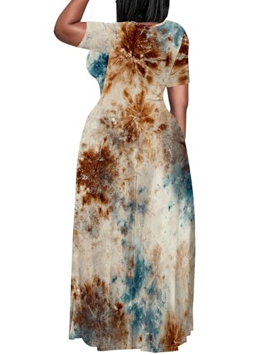 Image of SUZONANA Plus Size Dresses for Women Summer Casual Maxi Dress Short Sleeve Loose Vacation Dress