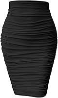 YMDUCH Women's Sexy Ruched Bodycon Pencil Skirt - High Waist Elastic Tight Club Casual Mini Skirt