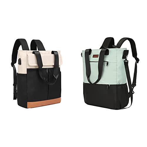 Convertible Backpack Bundle Tote Women Laptop Daypack Water Resistant Wide Top Open Casual Sunday School Bag for Work Computer College School Fits 15.6-Inch Laptop & Tablet