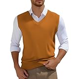 Herren Pullunder Weste Ärmellose Strickweste V-Ausschnitt Wollweste Herbst Winter Gestrickt Pullover Lässige Feinstrick Pulloverwestee für Klassische Gentleman