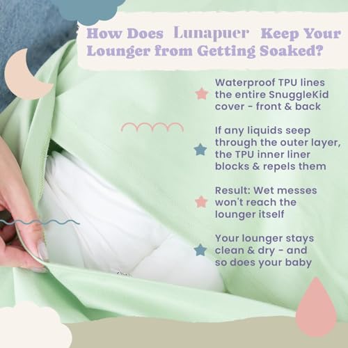 100% Waterproof Baby Lounger Cover - 2-Ply Organic Cotton Slipcovers Keep Your Lounger Clean & Your Baby Comfy - Machine Washable - (Lounger Not Included) - Cream by Lunapuer - Image 3
