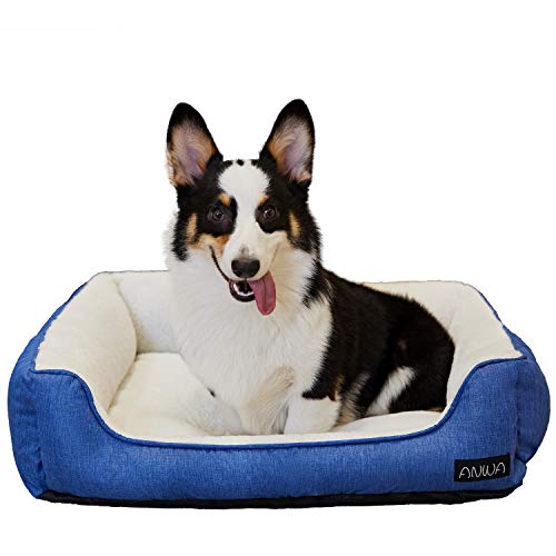 ANWA Small Dog Bed Machine Washable, Durable Dog Bed Small Dogs, Blue Small Pet Bed Comfortable