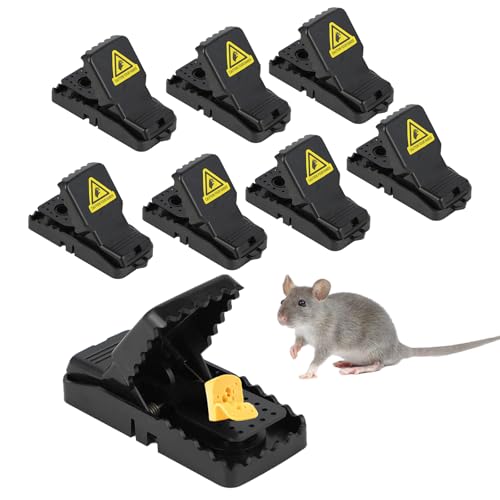 8 Piezas Trampa Ratones - Trampas para Ratones - Ratonera, de Aleación PC y ABS y Reutilizable, Adecuada para Cocinas, Almacenes, Jardines y Espacios Interiores/Exteriores (11×5×6,5 cm)