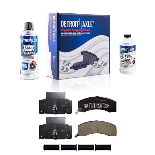 Image of Detroit Axle - Front Brake Pads for Chevrolet GMC C3500 K3500 Express Savana Dodge Ram 2500 3500 Van, Ceramic Brake Pads w /Hardware Replacement