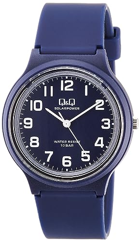 Image of Citizen Q&Q E04A-003VK Men's Polyurethane Analog Solar Watch, Water Resistant To 10 Atm, Urethane Strap, Navy, Navy, Classic