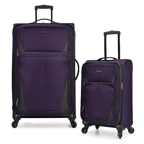 U.S. Traveler Aviron Bay Expandable Softside Luggage with Spinner Wheels, Purple, 2-Piece Set