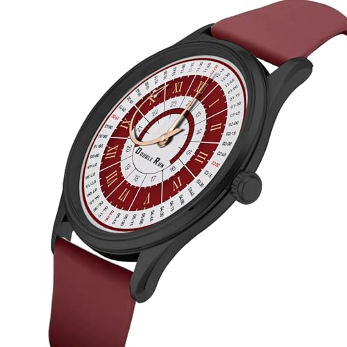 Image of DOUBLERUN Black Case Silicone Strap, 24-Hour Display, Roman Numerals, Analog Watch