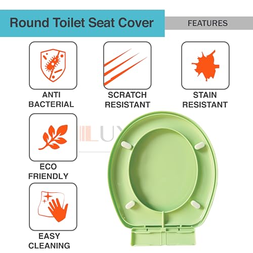Image of LUXART Toilet Seat Cover 17.9L x 14.5W Inc Indian Commode Oval Seat Cover With Round Edge | EWC Non Soft Close Commode Cover With Installation Kit | PP Western Toilet Cover For Bathroom Commercial Use