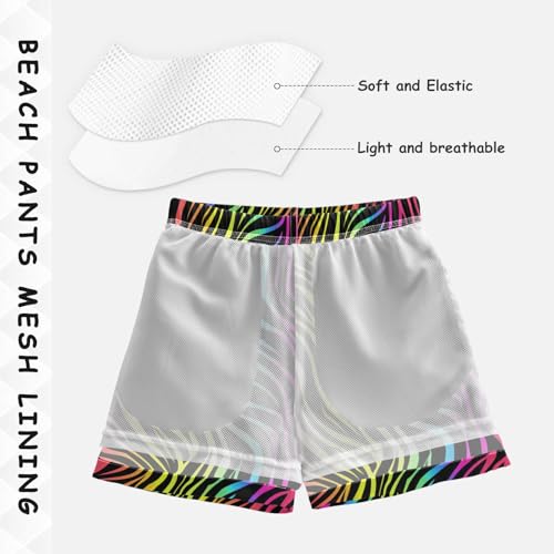 Boys Swim Trunks Rainbow Abstract Zebra Beach Board Shorts Quick Dry Swimsuit Toddler Kid Teen4