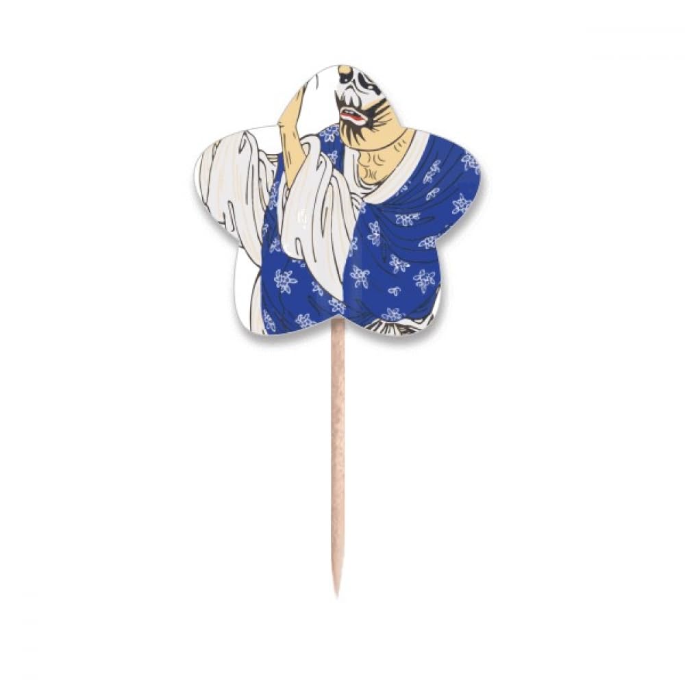 Cure-dents motif opéra de Pékin en bois avec drapeaux et étoiles traditionnels