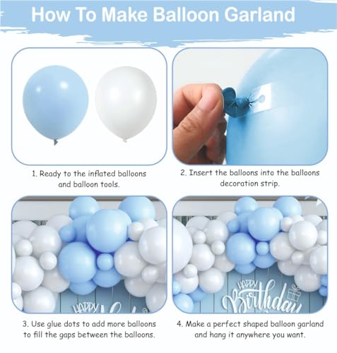 Image of Happy Birthday Balloons Decoration Kit - 41 pcs Blue and White Balloons Garland Set for Birthday Decoration | Birthday Party Decoration Set for Celebrations for Kids & Boys