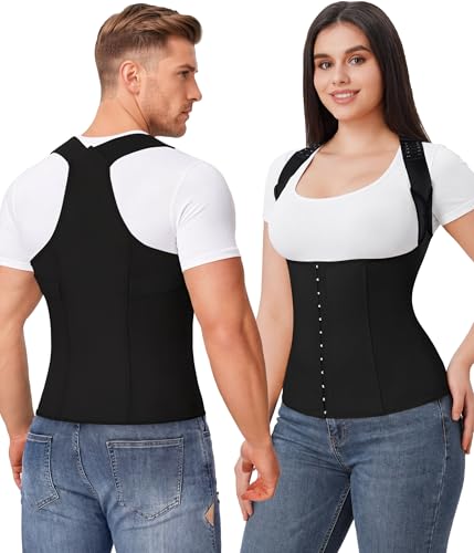 YERKOAD Back Brace Waist Trainer for Women Back Straightener Posture Corrector Adjustable Full Back Support Large Black