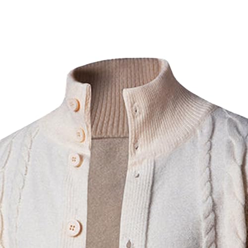 Mens Stand Collar Button Down Cardigan Open Front Ribbed Big Tall Sweaters Cable Knit Silm Fit Cardigans Sweater2