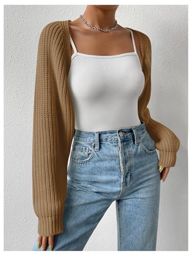 Image of Verdusa Women's Y2k Cropped Cardigan Sweaters Lightweight Knit Open Front Bolero Shrugs Spring Fall Outfits
