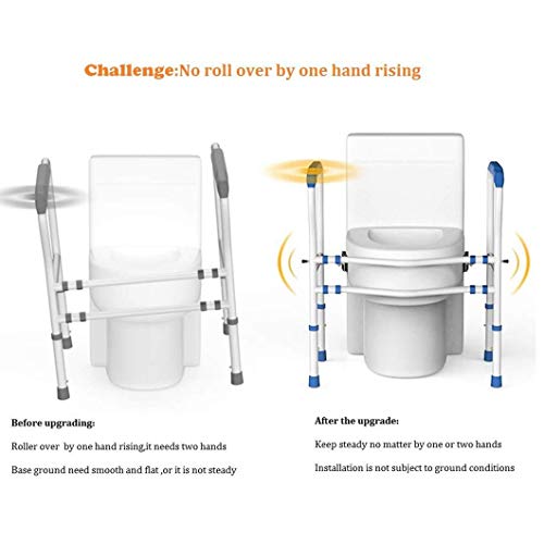 Steel Safety Toilet Rail,Toilet Railing Assist Free Grab Bar,Adjustable Freestanding Handrails Frame,For Elderly, Handicap And Disabled,Easy Installation #TOP2