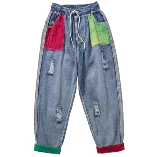 Men Cowboy Pants Cotton Streetwear Trousers Goth Korean Jeans