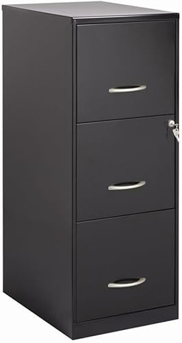 BOWERY HILL Archivador vertical de metal negro con 3 cajones de 35.5 pulgadas, con cerradura, premontado, tamaño carta estacionaria para el hogar,
