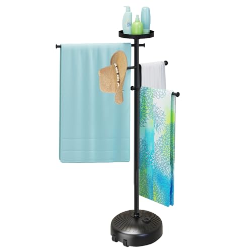 YACONA Pool Towel Rack Outdoor with Built-in Tray –...