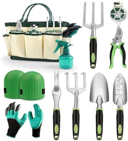 Complete 11-Piece Gardening Tools Set with Tote