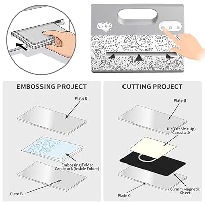 Portable Automatic A4 Die Cutting Machine,Electric 9 inch Embossing Machine kit for CardMaking, Crepe Paper Flower Making (Grey Machine)