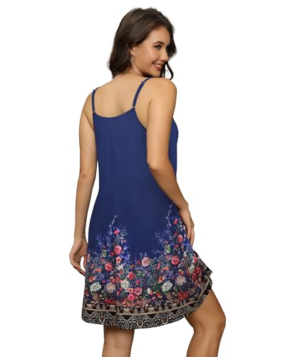 Image of elescat Womens Summer Dresses Spaghetti Strap V Neck Casual Sleeveless Sundress Beach Cover Ups with Pockets 2026