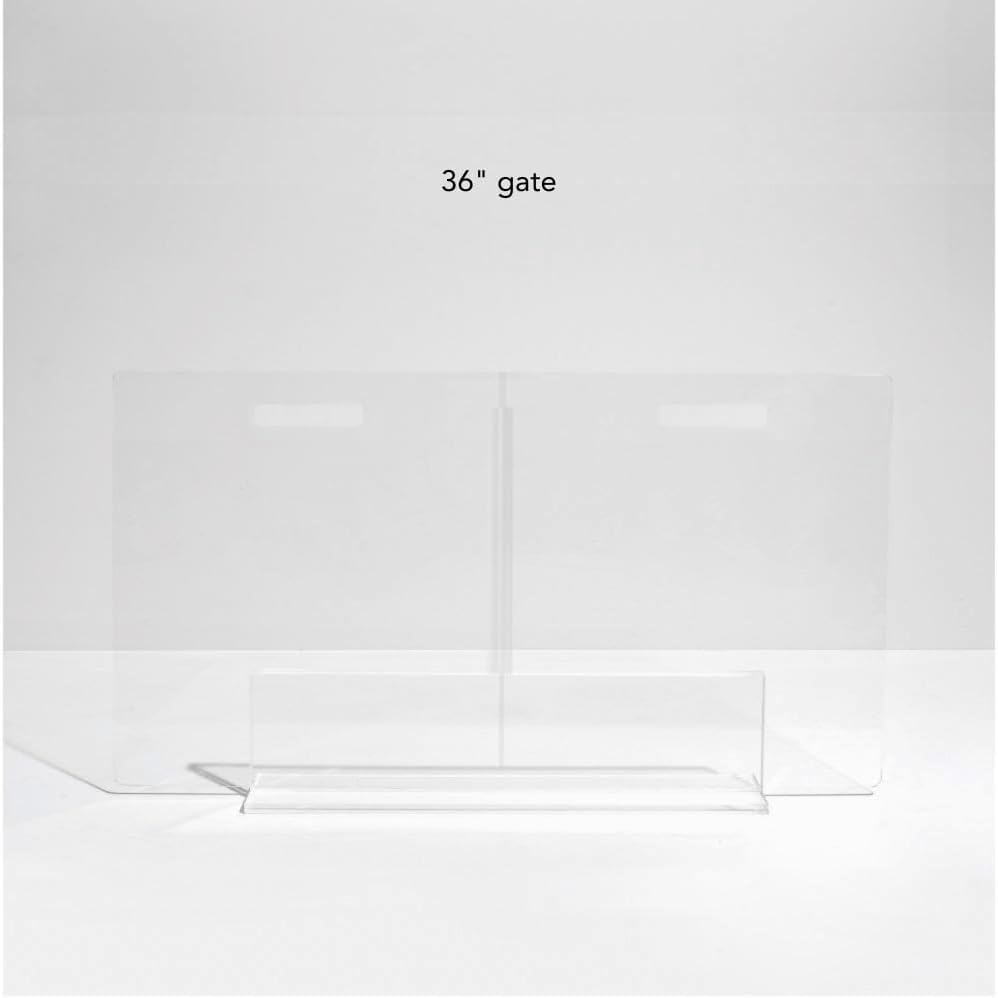 Hiddin Low Clear Freestanding Pet Gate – 36 Inch Wide Modern Acrylic Dog & Cat Barrier Panel – Transparent No-Installation Indoor Pet Fence for All Spaces – Stylish Home Safety Solution