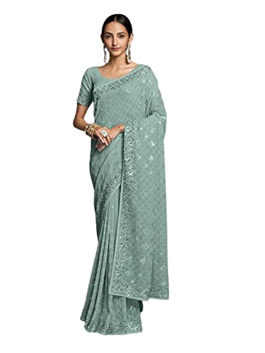 Sari 8527 de Georgette una solución elegante de gala con lentejuelas y cristales Zarkan 1