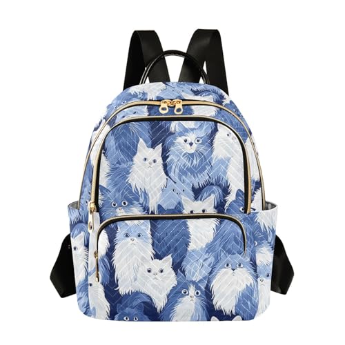 Mochila de gatos para oficina y universidad bolsa impermeable azul marino de 12.5 pulgadas