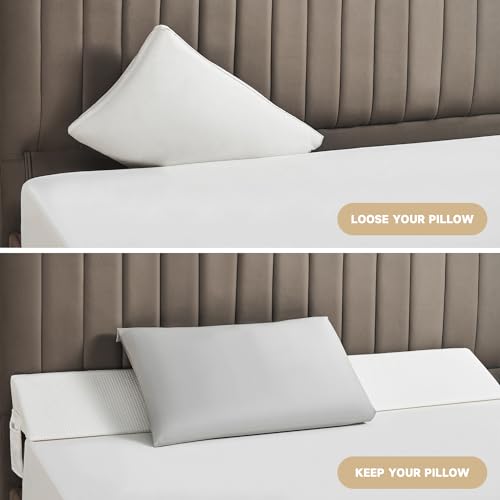 Image of IFNOW King Size(76 inchx6 inchx10 inch) Bed Wedge Pillow for Headboard, Mattress Gap Filler(0-8 inch), Bed Wedge for Gap Between Your Headboard and Mattress White