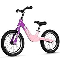 Hello-5ive 14\" Kids Balance Bike for 3,4,5,6 Year Old Boys and Girls, Air Tires with Magnesium Alloy Frame, Lightweight No Pedal Toddler Training Bicycle (purple&pink)