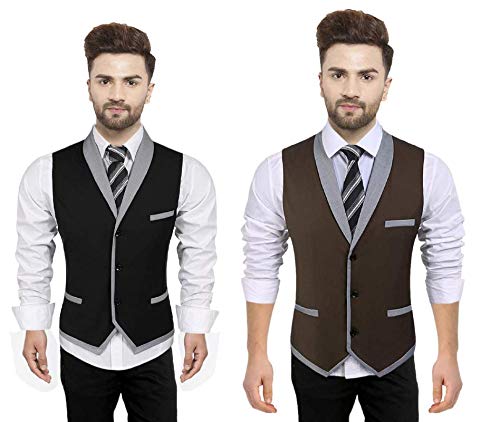 MULTICOLOR COTTON BLEND, COMFERTABLE SLIM FIT PARTY, CASUAL WEAR, MENS WAISTCOAT-image-23