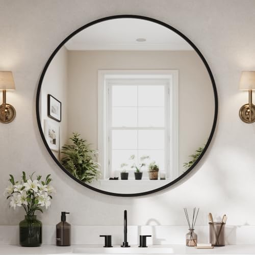 Image of USHOWER 42 Inch Round Bathroom Mirrors for Over Sink
