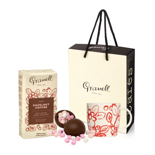 Cafés Granell Café Avellana 250g, Bomba de Chocolate y Taza Mug - Pack Regalo