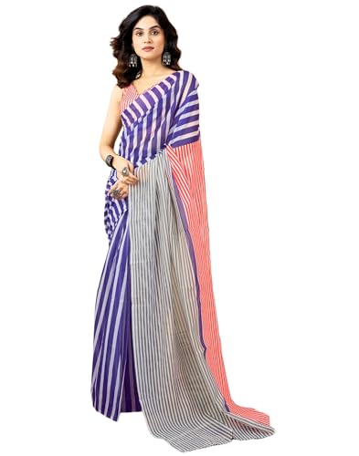 Image of SIRIL Women's Printed Chanderi Cotton One Minute Ready to Wear Saree with Unstitched Blouse Piece