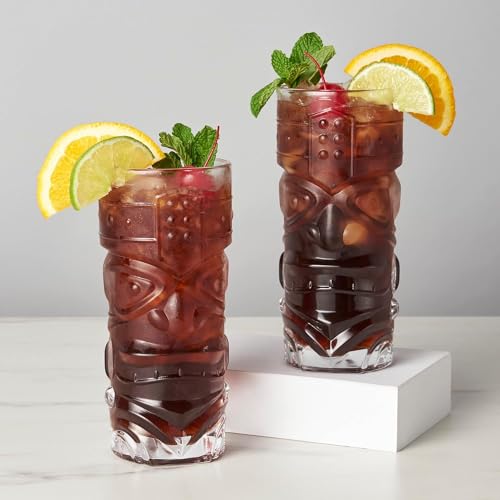 Image of Premium Crystal Water Glass Set of 6 - Highball Drinking Glasses Set for Home - Glass Set for Water Juice Shakes Mojito Cocktail Colddrinks (Tiki)