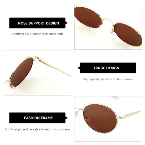 Image of ZENOTTIC Oval Retro Sunglasses for Women Men UV400 Polarized Glasses Unisex Vintage Style Classic Shades