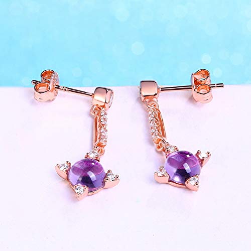 Boucles d'oreilles améthyste naturelle argent sterling 925, bijou tendance pour femme
